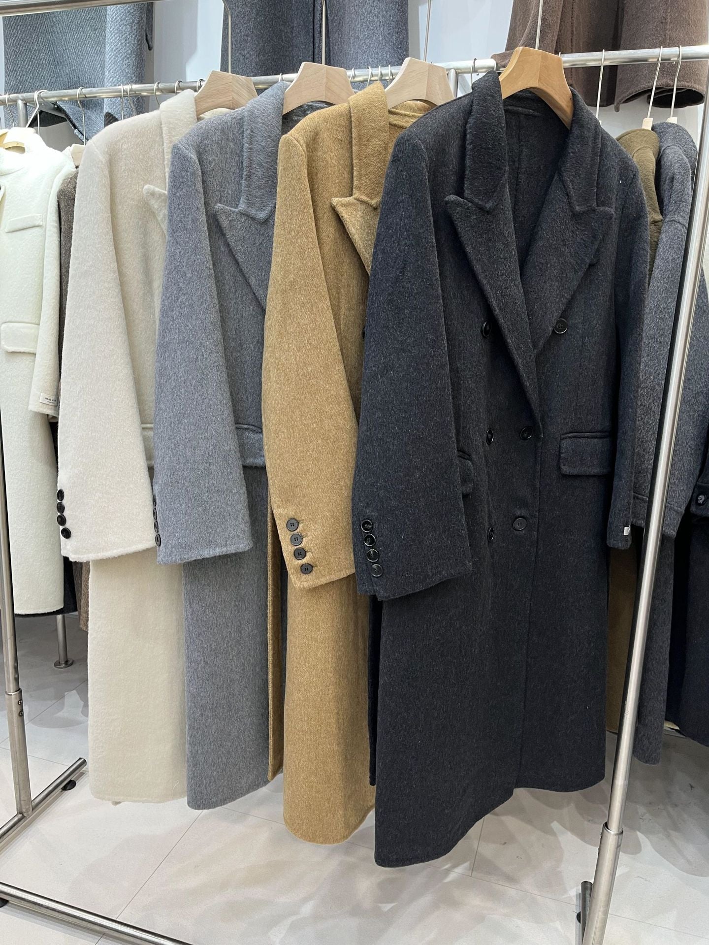 Double-breasted Shoulder Double-sided Wool Overcoat