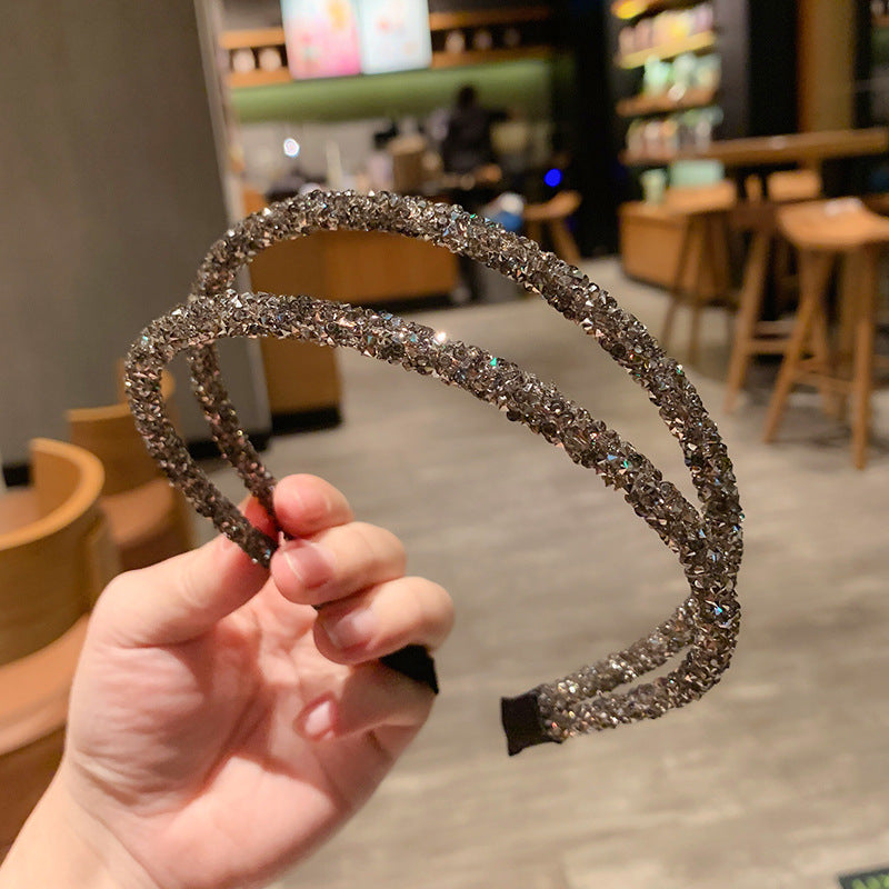 Super  Double Thin Edge Crystal Thin Edge Hair Band
