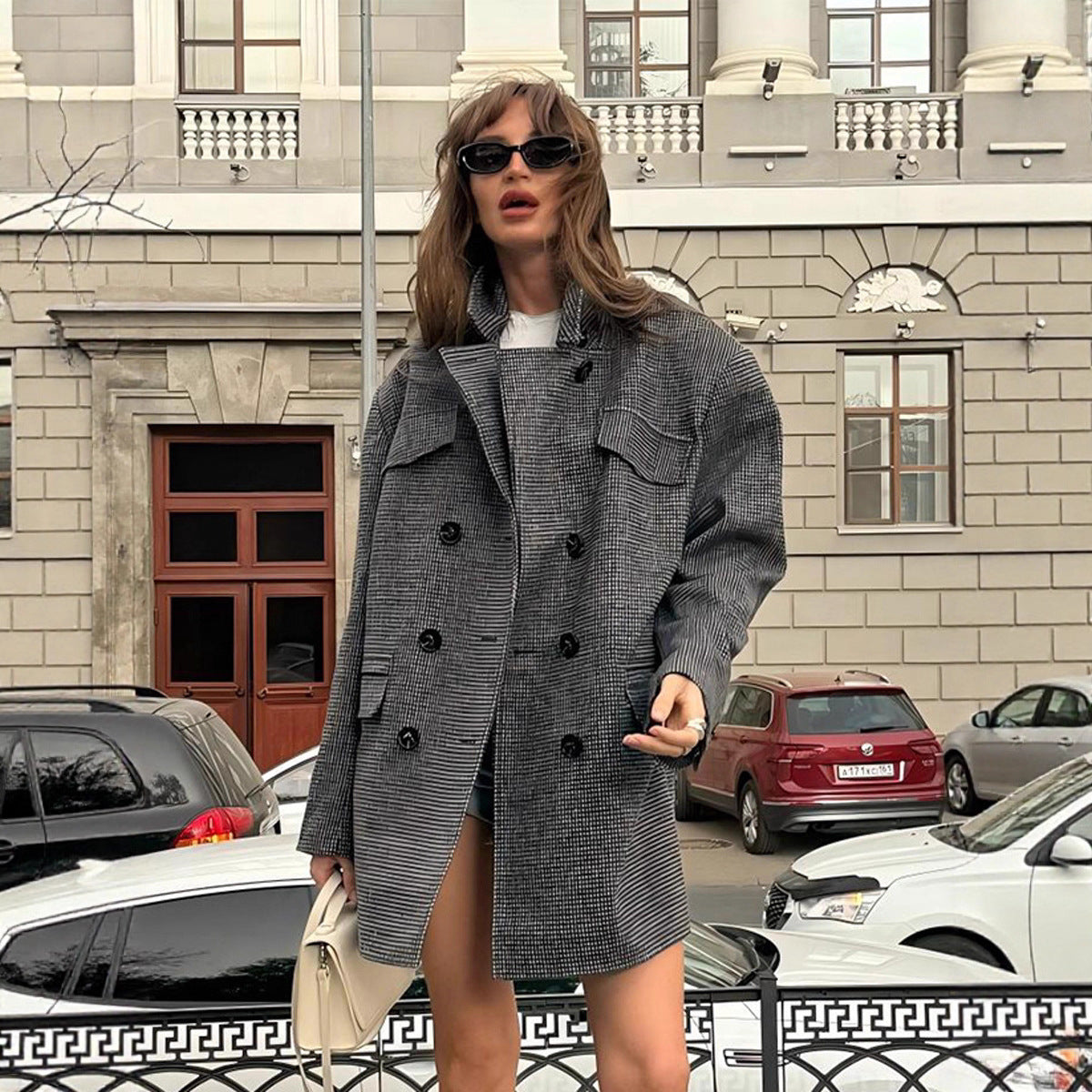 Women's Mid-length Double-breasted Coat British-style Jacket