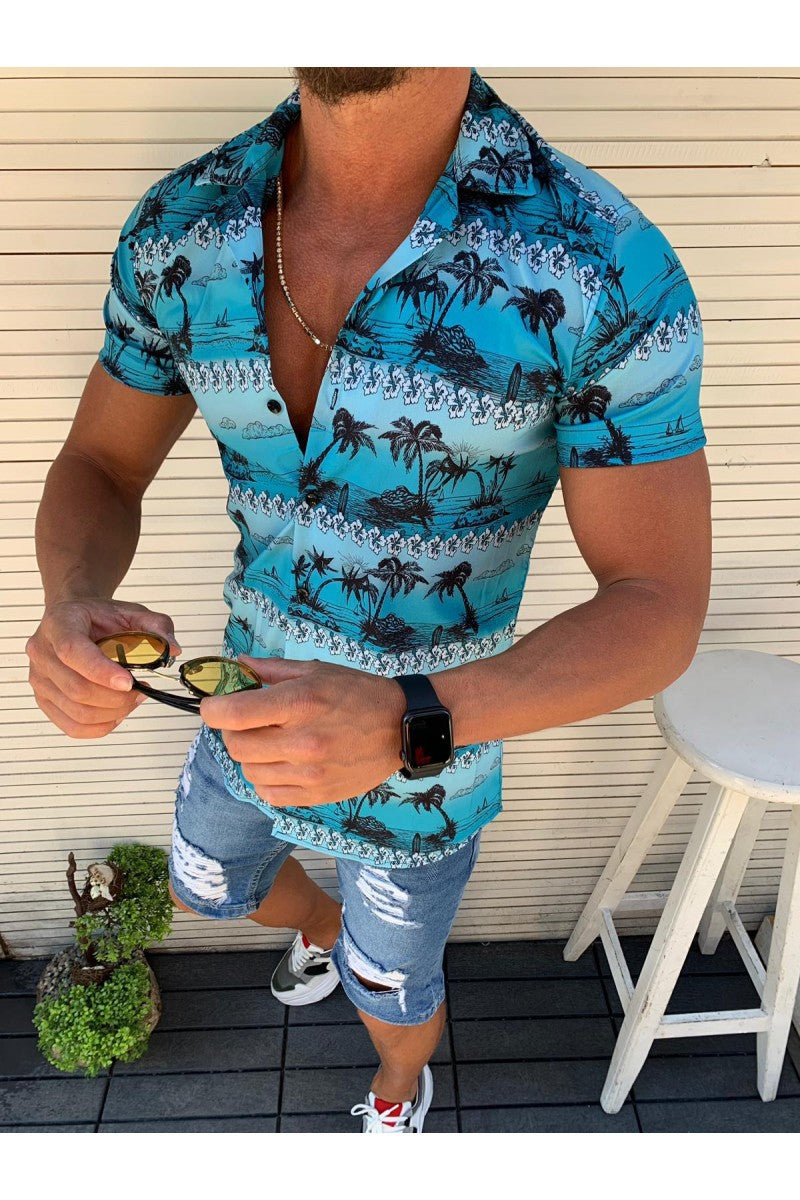 Coconut landscape 3D lapel shirt