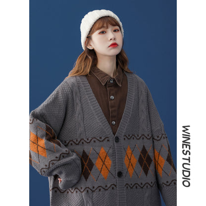 Spring And Autumn Knit Cardigan Jacket College Style