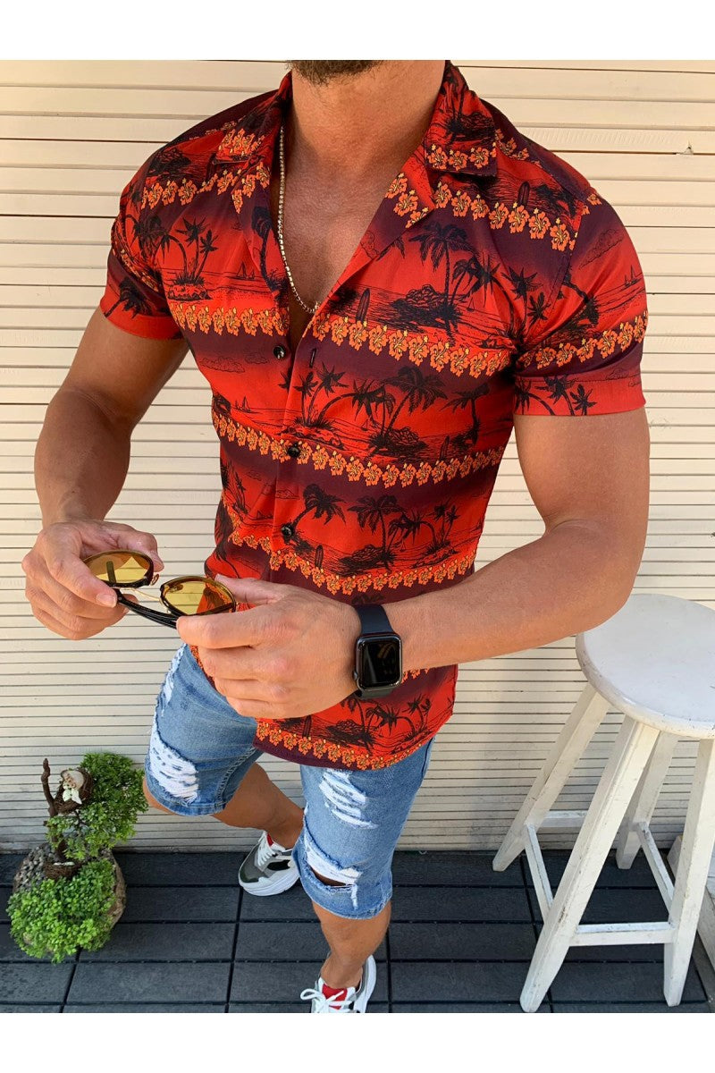 Coconut landscape 3D lapel shirt