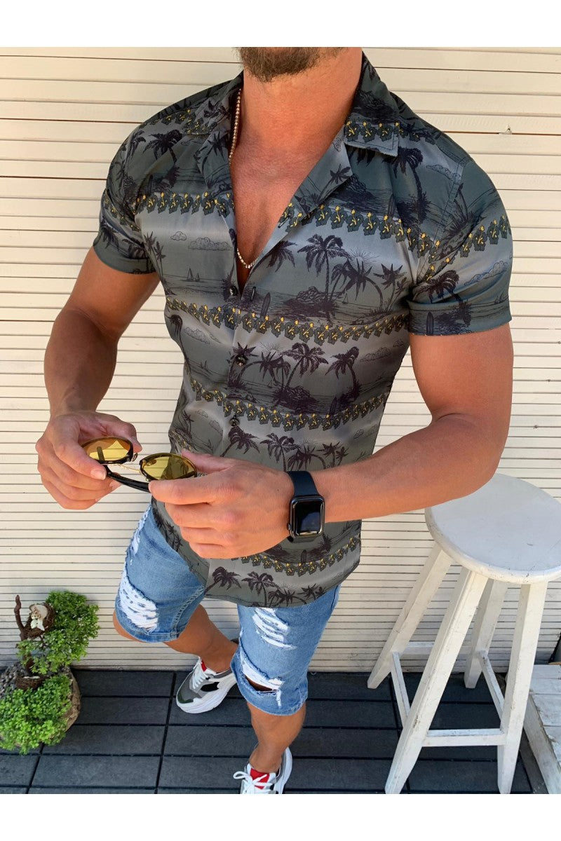 Coconut landscape 3D lapel shirt