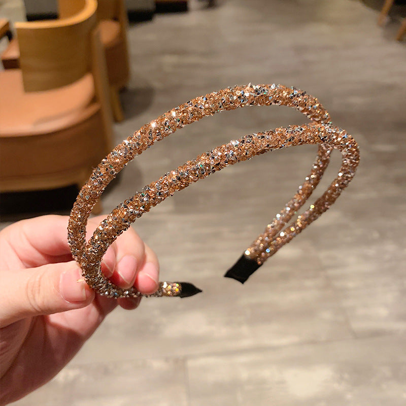 Super  Double Thin Edge Crystal Thin Edge Hair Band