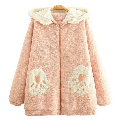 Cute college style cashmere cotton padded jacket