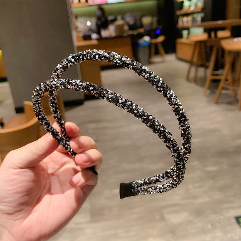 Super  Double Thin Edge Crystal Thin Edge Hair Band