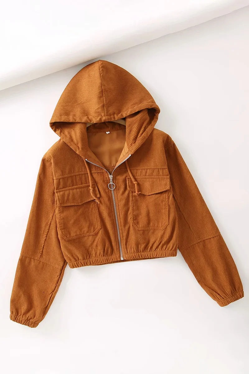 High-waisted crop crop short zip jacket