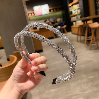 Super  Double Thin Edge Crystal Thin Edge Hair Band