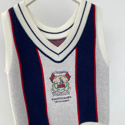 Knitted Loose Embroidered Vest College Style Girl Autumn And Winter Jacket Sweater