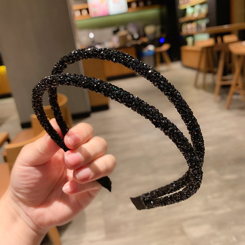 Super  Double Thin Edge Crystal Thin Edge Hair Band