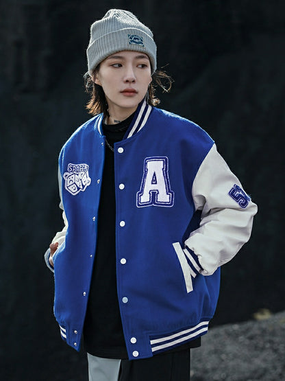 College Style Stand Up Collar Long Sleeved