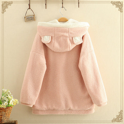 Cute college style cashmere cotton padded jacket