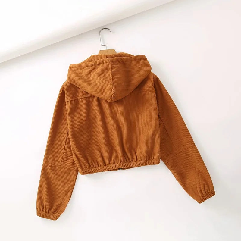 High-waisted crop crop short zip jacket