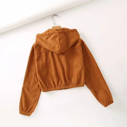 High-waisted crop crop short zip jacket