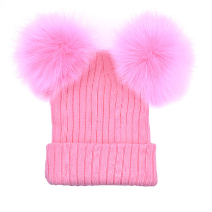 Ladies knitted cap double ball cap