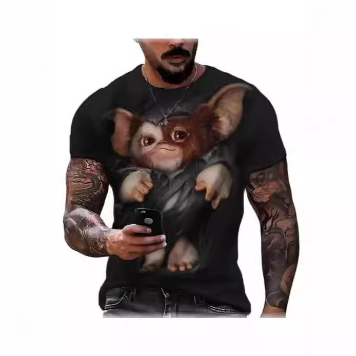 Animal Print 3dT Shirt Cute Cat Short Sleeve Men