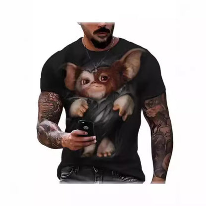 Animal Print 3dT Shirt Cute Cat Short Sleeve Men