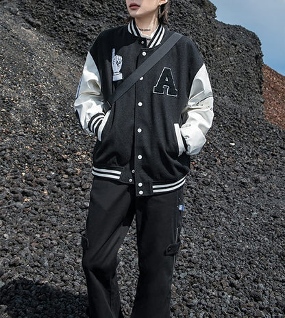 College Style Stand Up Collar Long Sleeved