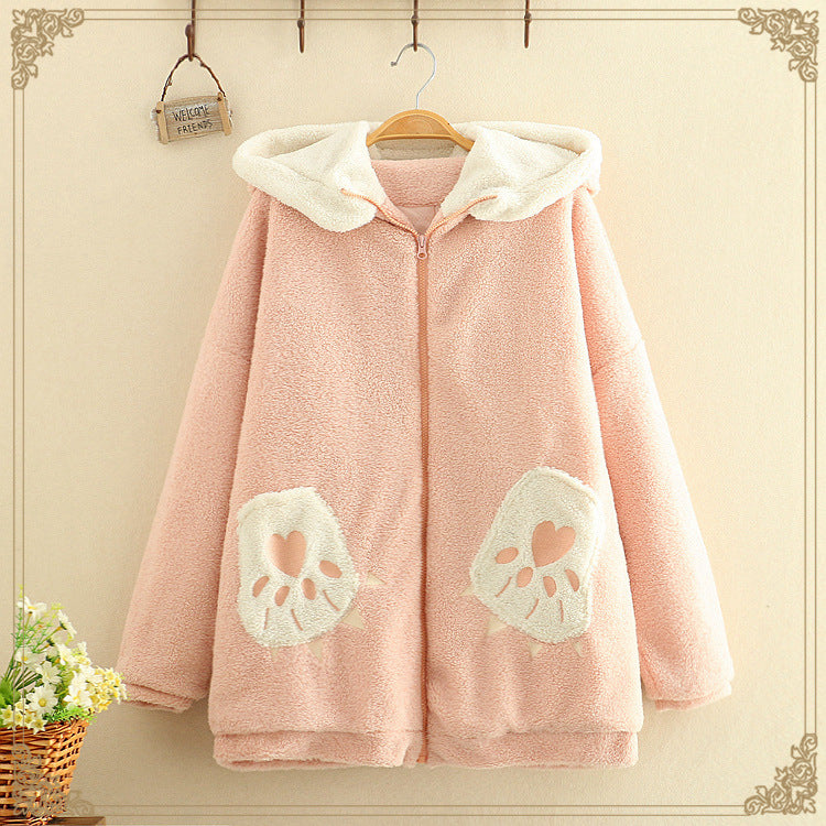 Cute college style cashmere cotton padded jacket