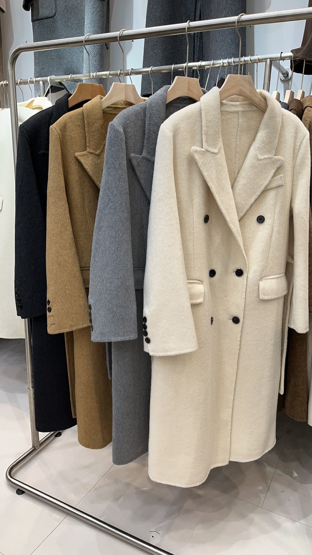 Double-breasted Shoulder Double-sided Wool Overcoat