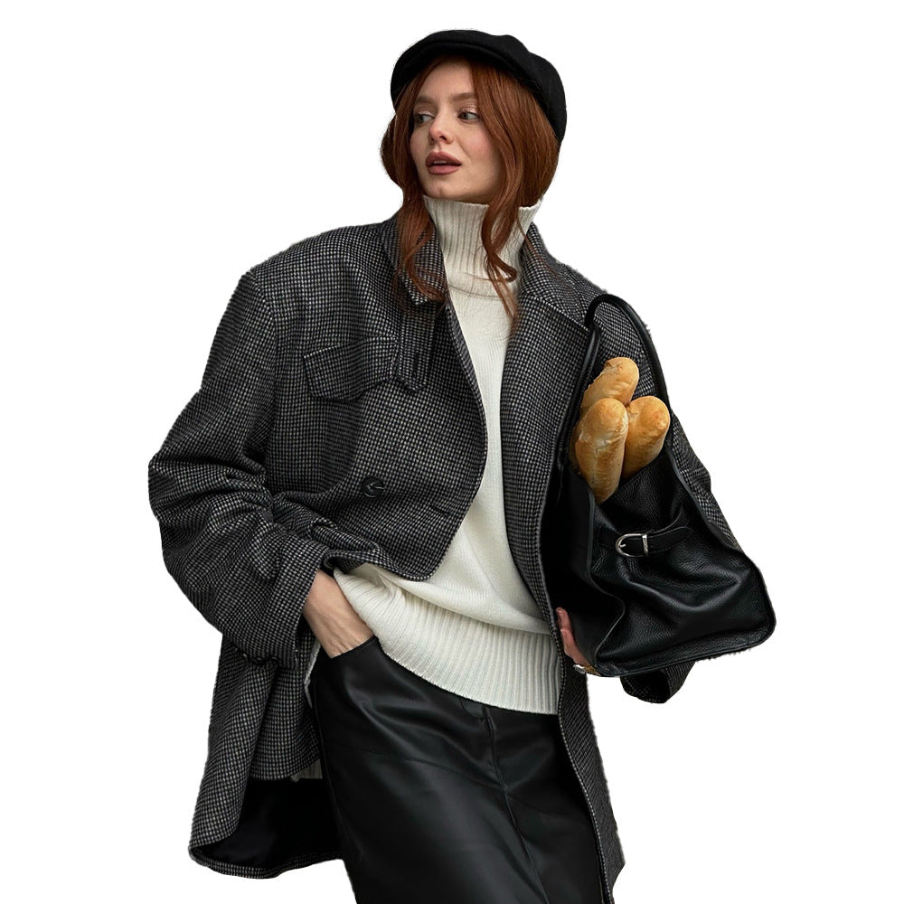 Women's Mid-length Double-breasted Coat British-style Jacket